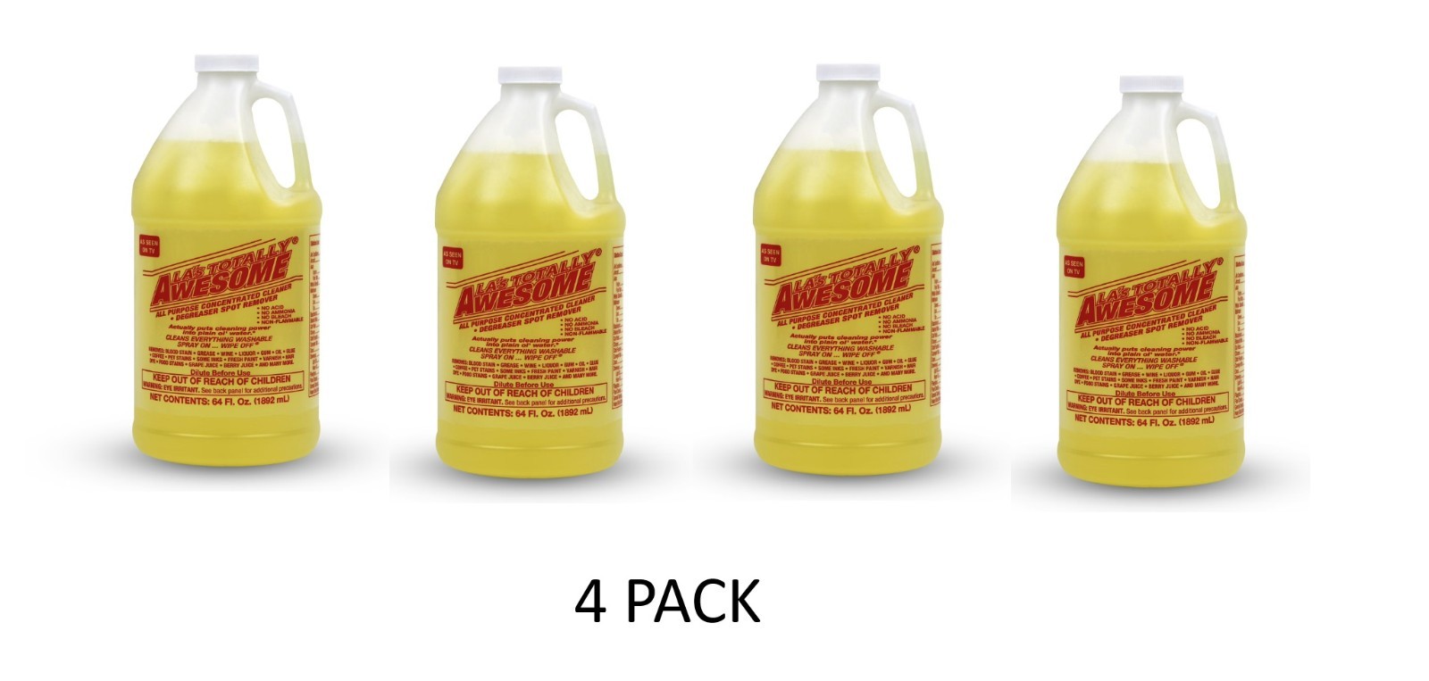 4 PACK LA’s Totally Awesome All Purpose Concentrated Cleaner &Degreaser,64 fl oz