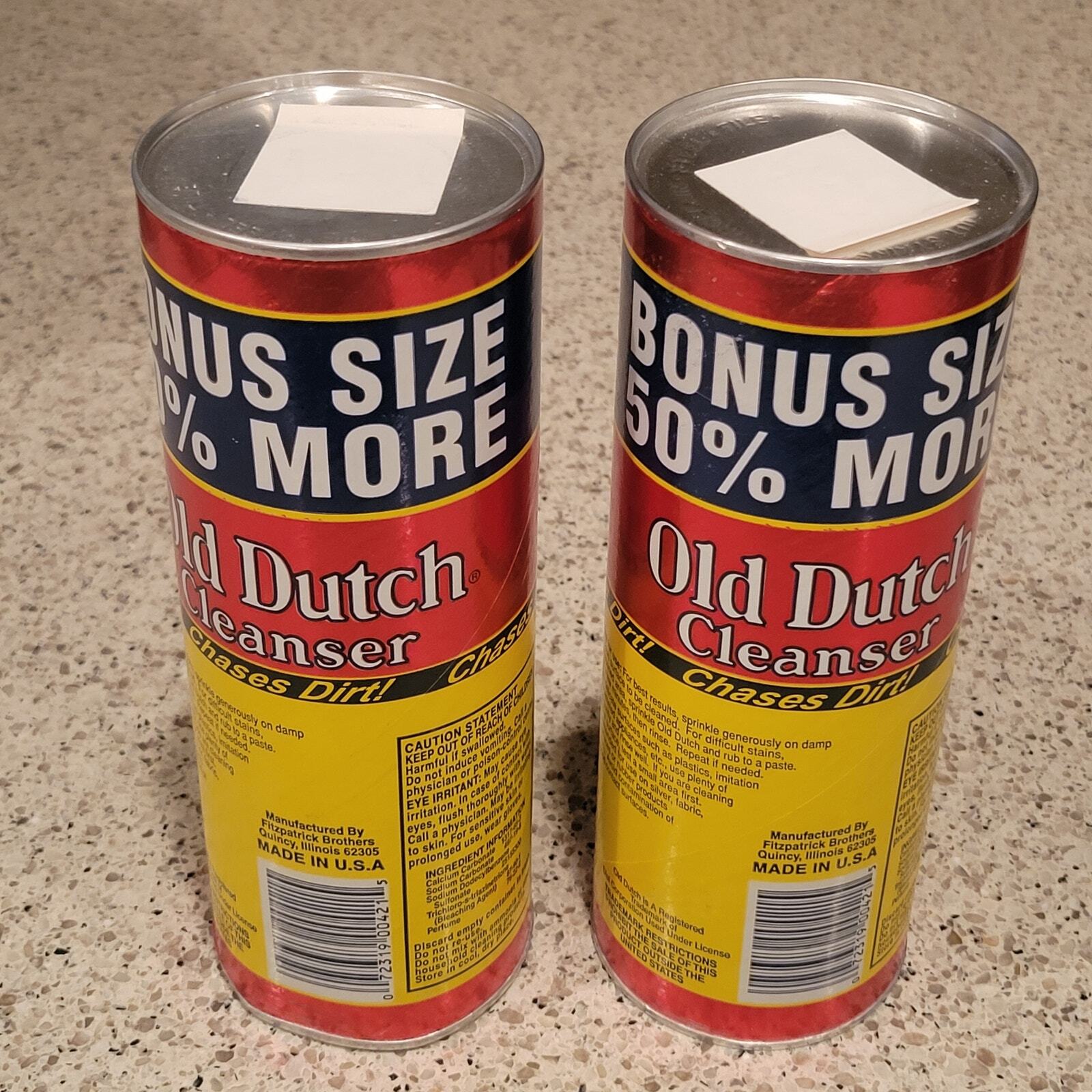 VTG 90s OLD DUTCH Powdered Cleanser w/ Bleach 21oz BONUS x2 Unopened Can USA NOS