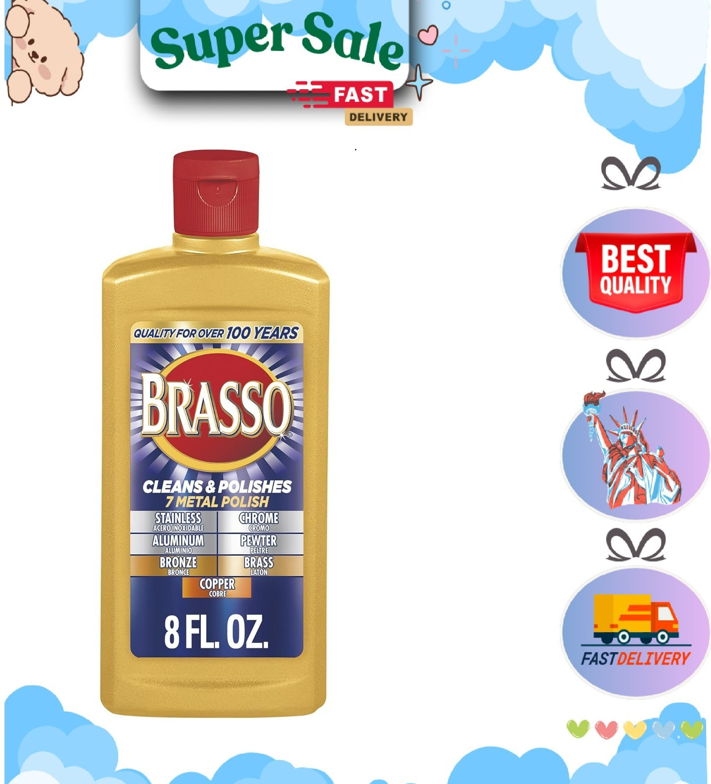 NEW Brasso-2660089334 Multi-Purpose Metal Polish, 8 oz(FAST SHIPPING)