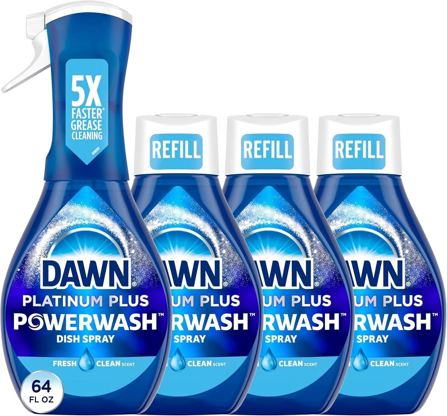 4 Dawn Platinum Powerwash Dish Spray, Dish Soap, Fresh Scent Bundle 16 Fl Oz