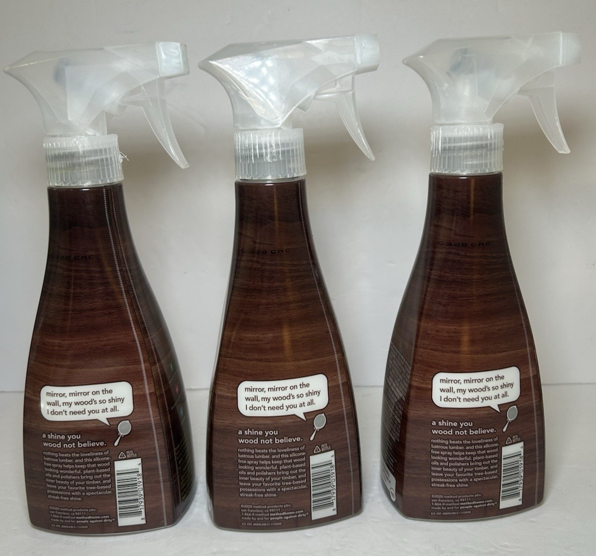 3 Pack – Method Almond Wood Polish Plant Based Spray (14 oz) New