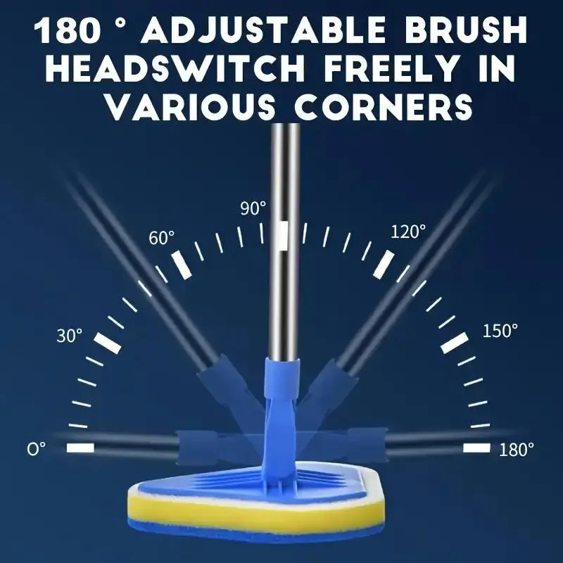 2 in 1 Retractable Bathroom Cleaning Brush Set 3 Sponge Heads Kitchen