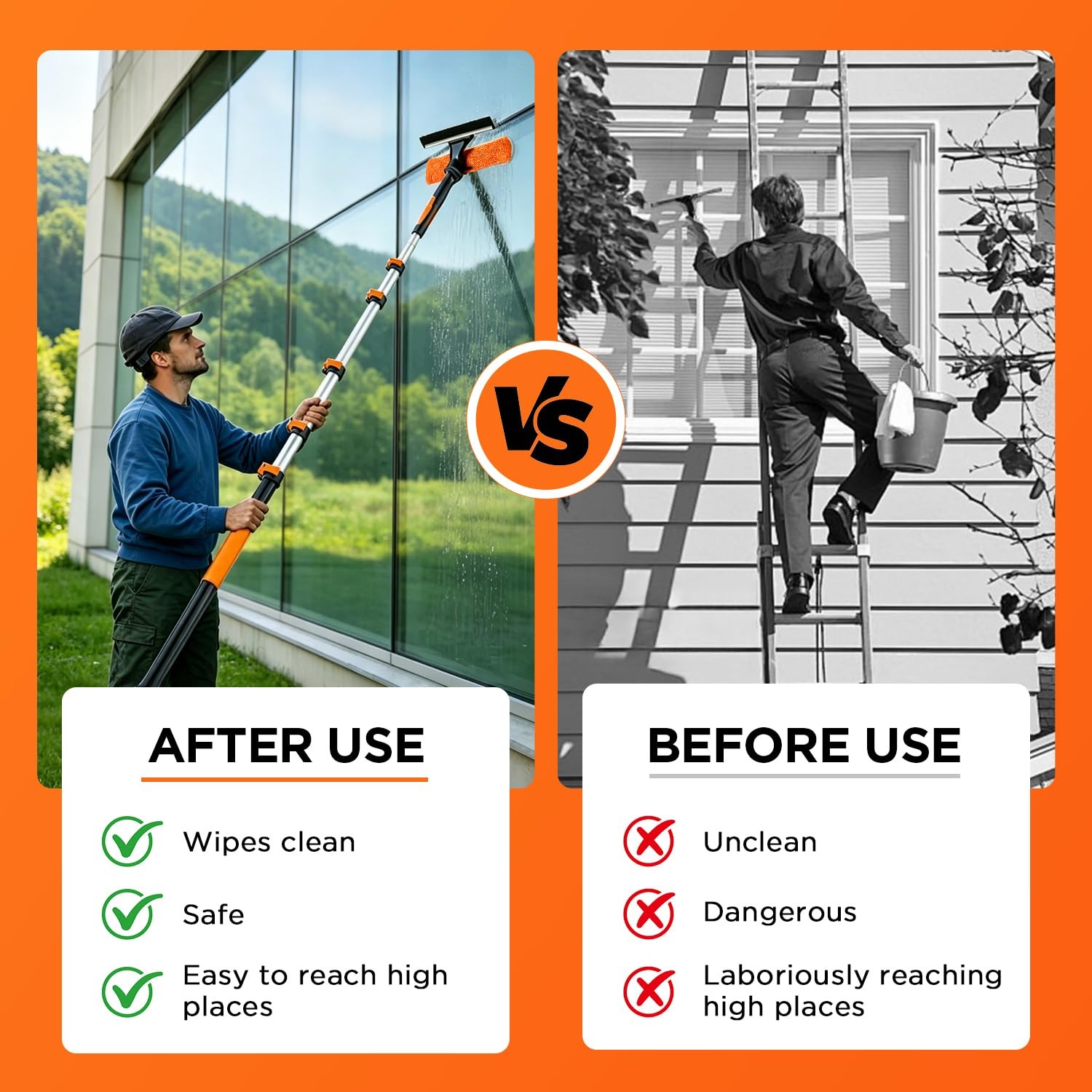 26FT High Reach Duster Kit with 5-20FT Flip-Lock & Screw Dual Locking Extensi…