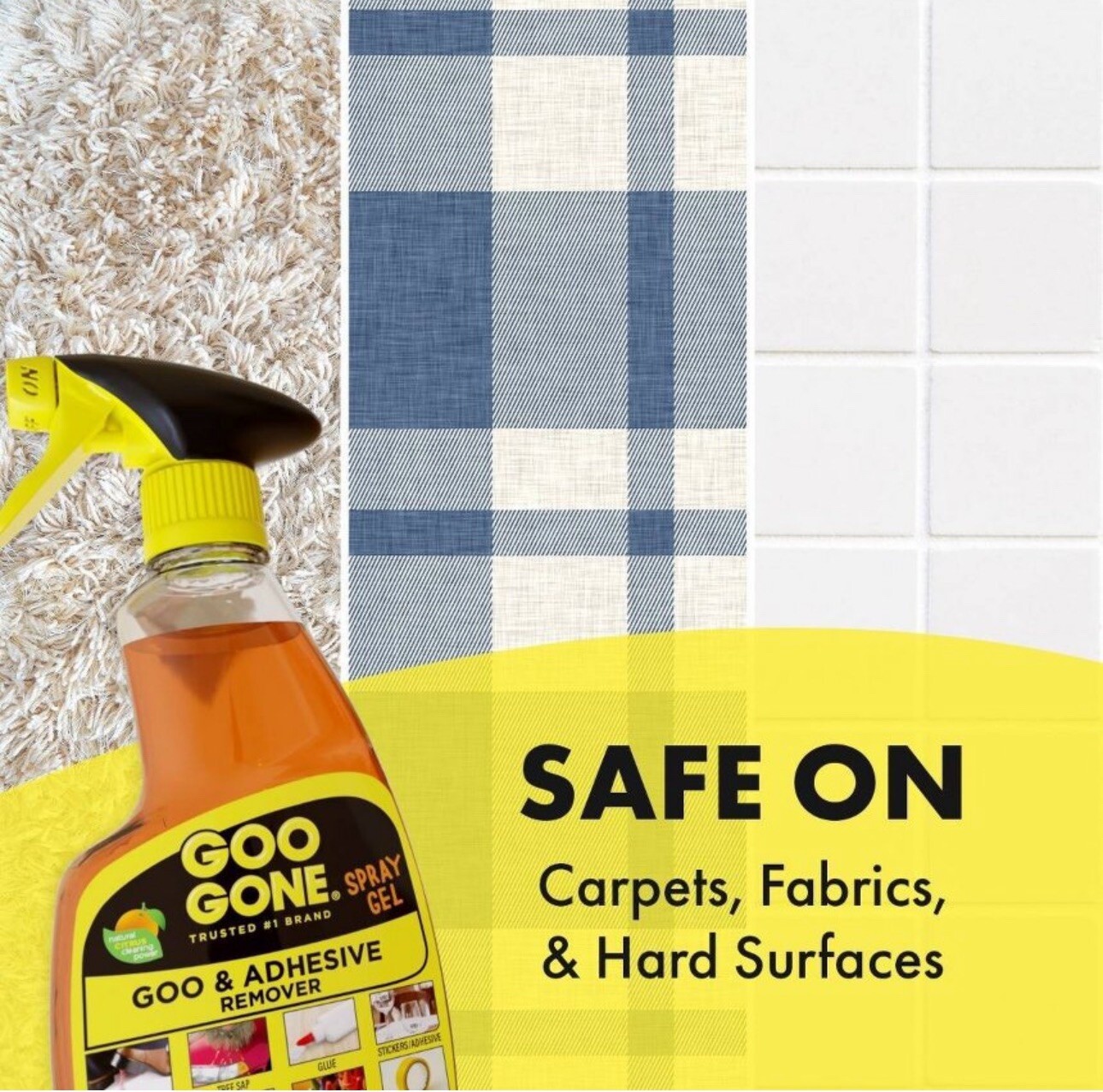 GOO GONE Original ADHESIVE Glue Gum Remover – Fresh Citrus & Surface Safe 12Oz