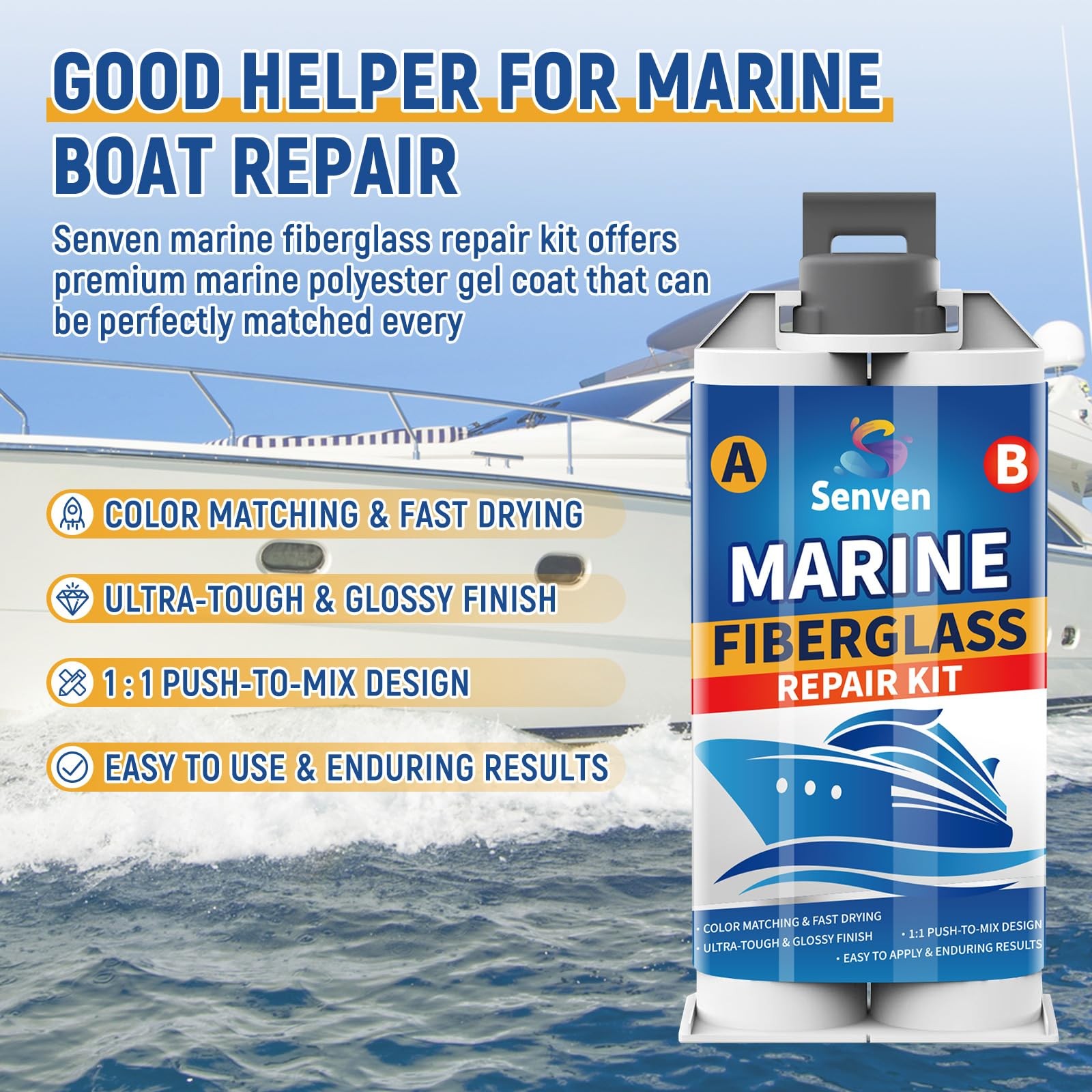 Marine Fiberglass Boat Repair Kit White Resin Gel Coat Repair Kit for Boats