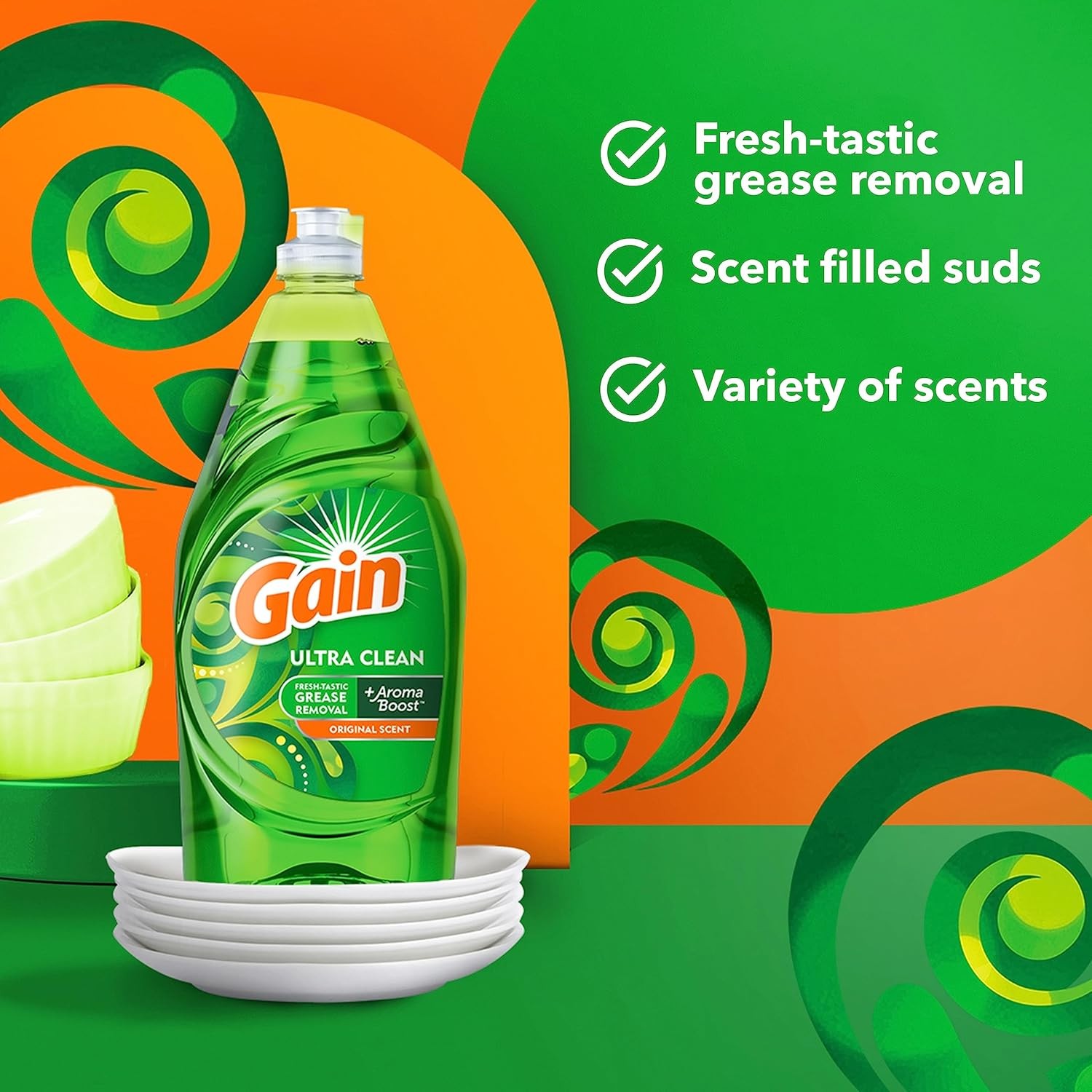 Gain Ultra Liquid Dish Soap Original Scent 38 oz