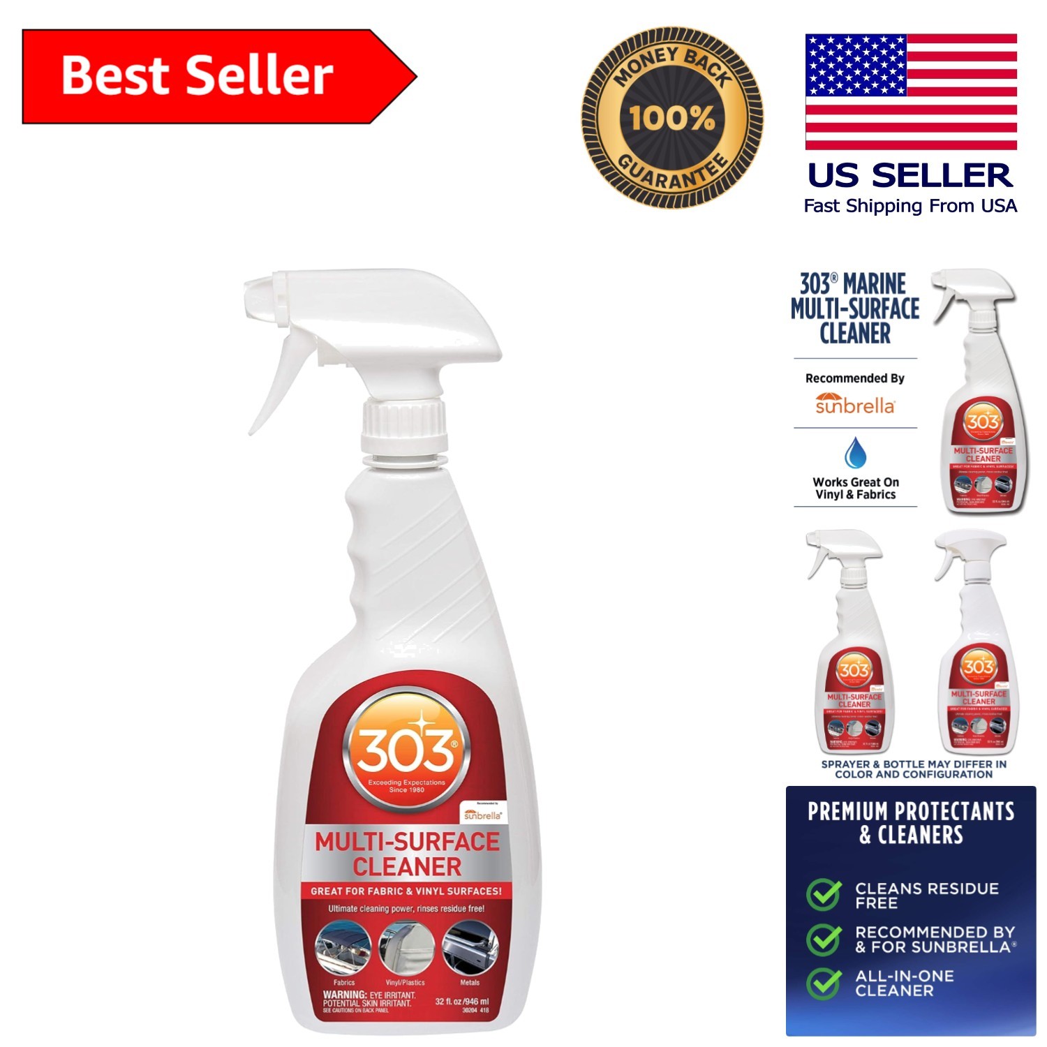 303 Marine Multi-Surface Cleaner 32oz – Ultimate Cleaning Power, Residue Free