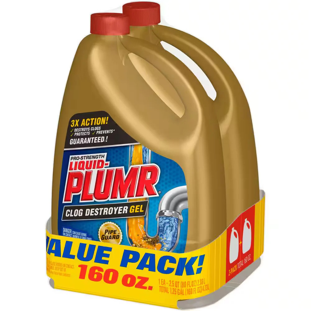 Liquid Plumr Pro Clog Destroyer Gel Drain Cleaner with Pipeguard (2-Pack) 160oz.