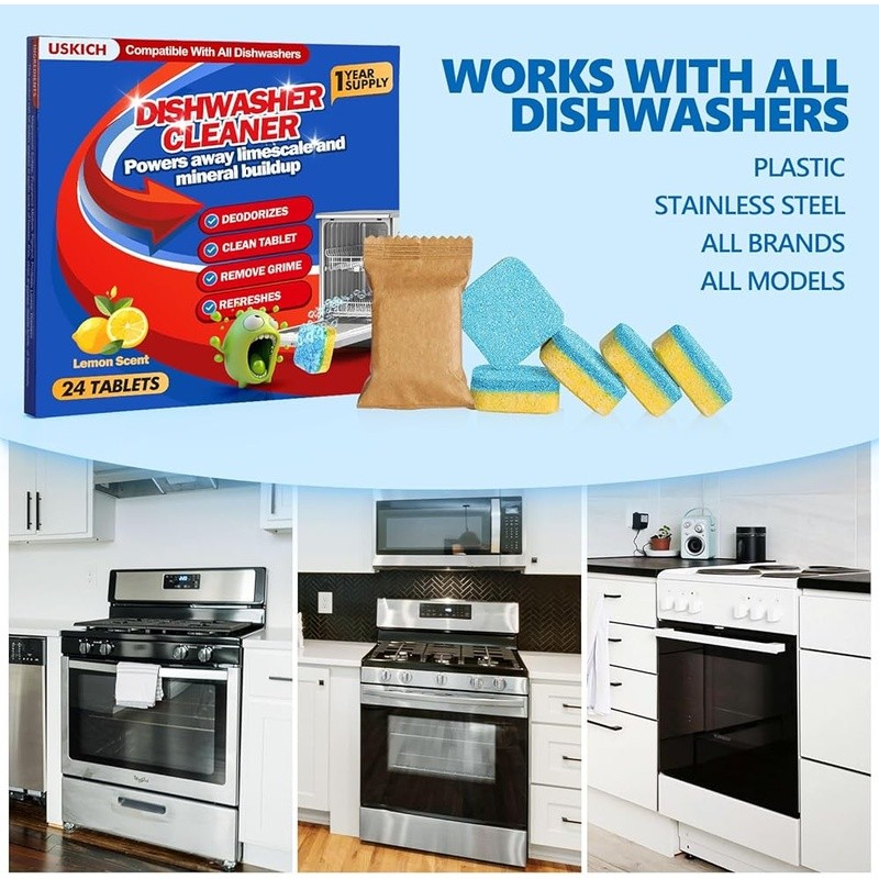 Heavy Duty Dishwasher Cleaner Pods Descaler 24 Count Deep Cleaning Solution New