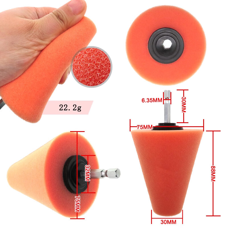 Foam Polisher Cone Sponge Buffing Pads Wheel Hub Cleaning Tool for Car Polishing