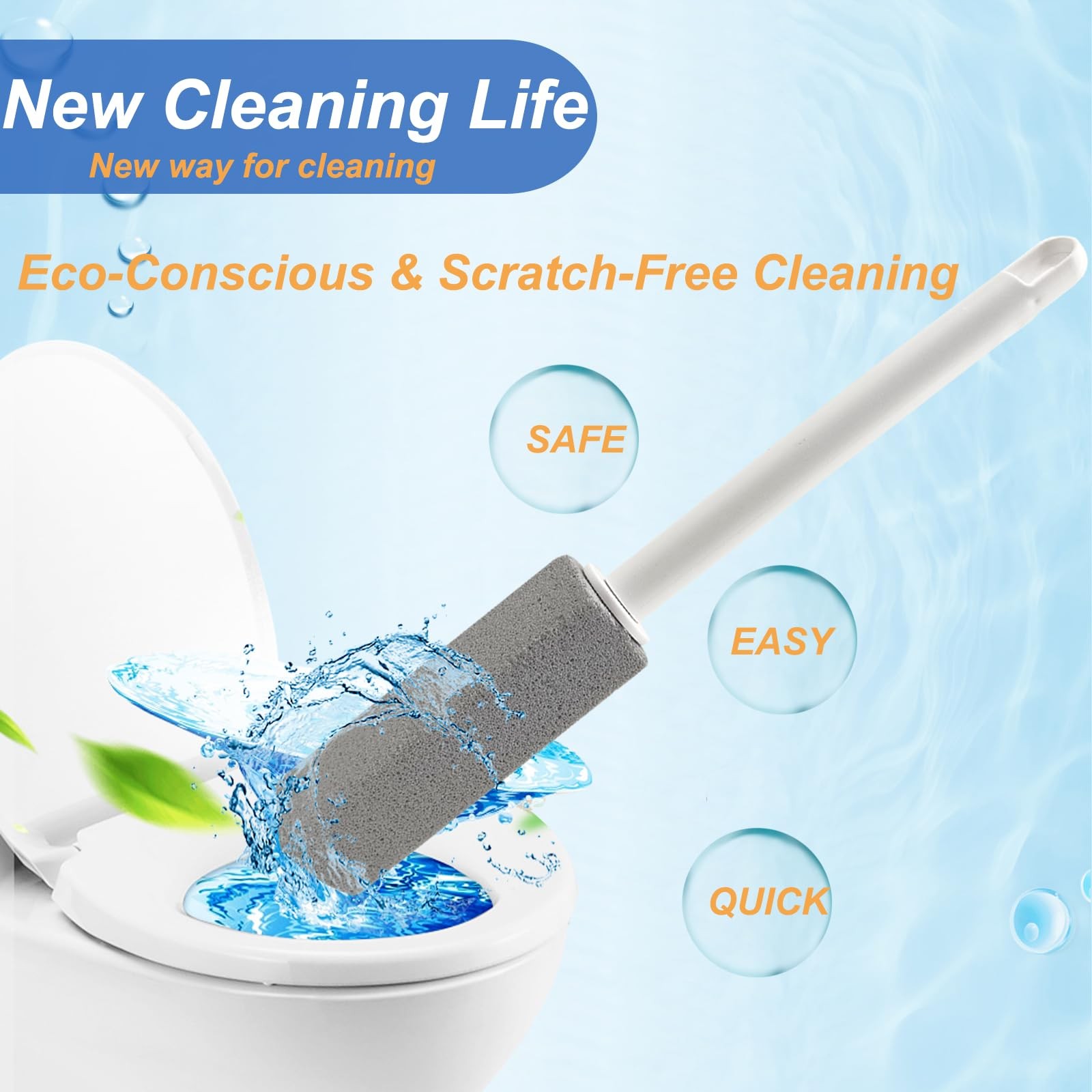 Pumice Stone Toilet Bowl Cleaner with Extra Long Handle – Effortlessly Remove