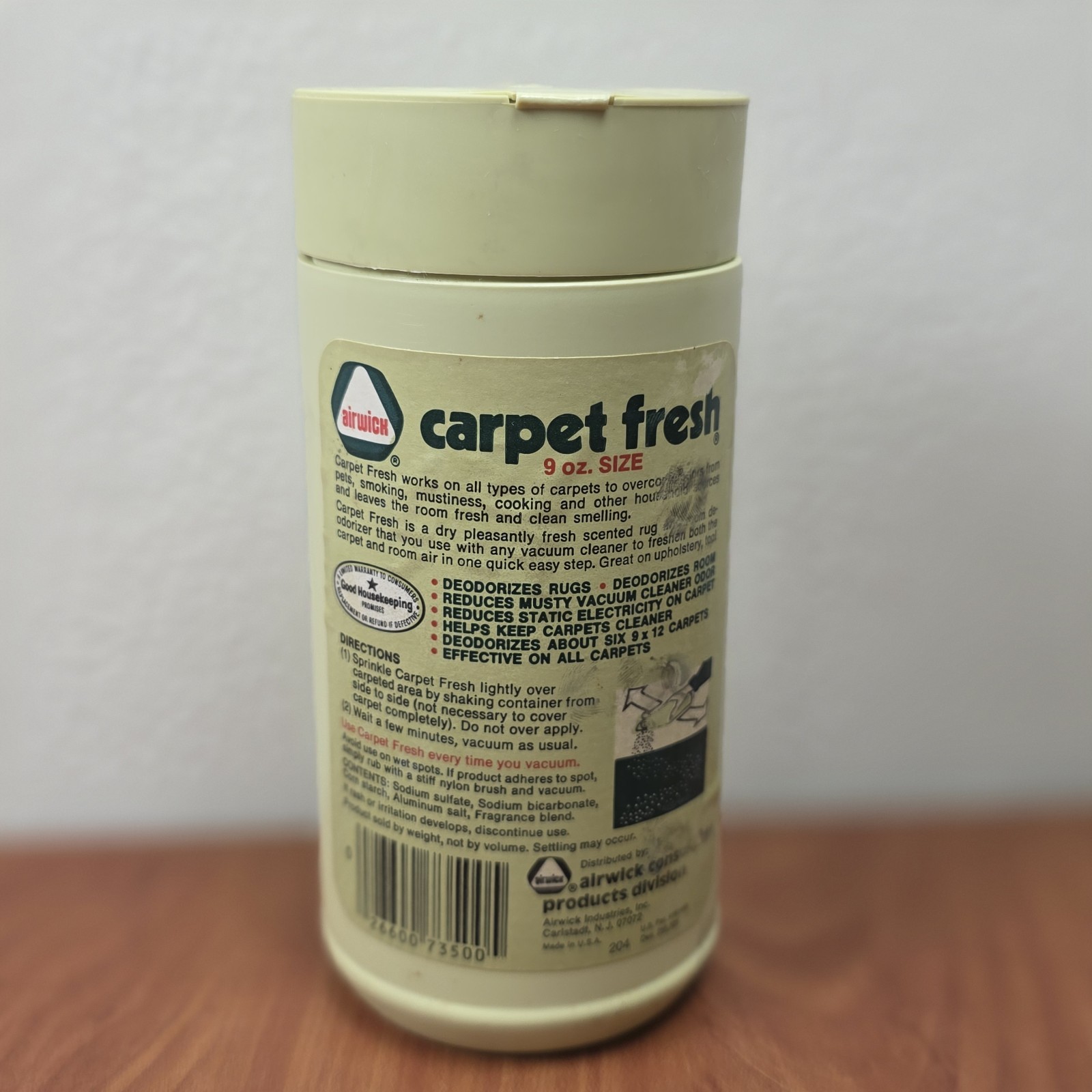 Vintage 1980s Airwick Carpet Fresh Rug & Room Deodorizer. Use With Vacuum. 9oz
