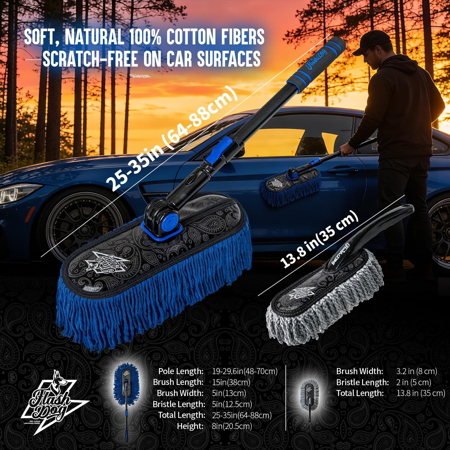 Car Duster Exterior & Interior Duster Aluminum Alloy Extendable Handle and Wa…