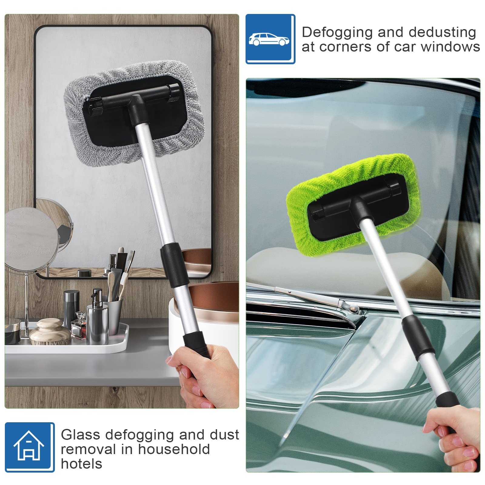 3 Set Windshield Cleaner Tool Car Window Cleaner with Microfiber Pads
