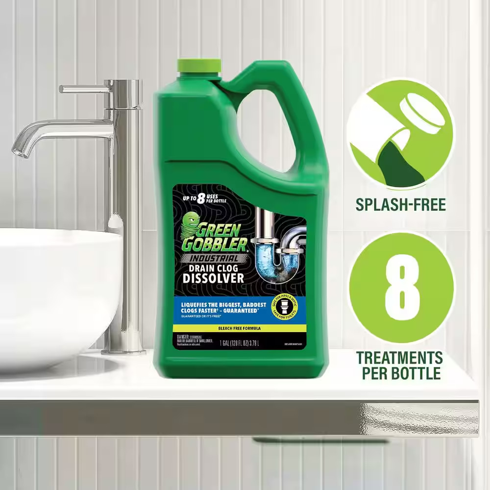 Green Gobbler Clog Dissolver Gel Grease and Hair Clog Remover Drain Cleaner 1Gal