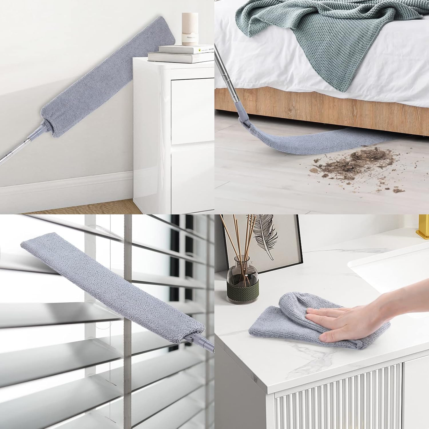 Retractable Gap Dust Cleaner with 3 Microfiber Dusting Cloths & 30-100 Inch Exte