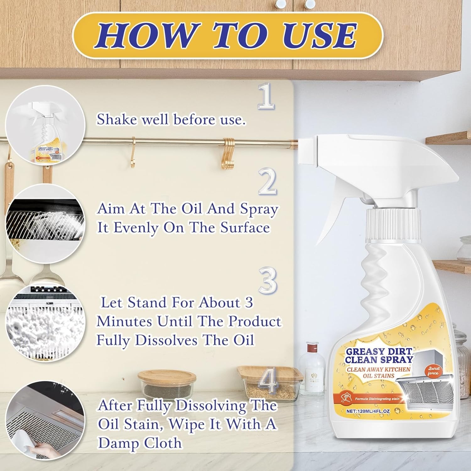 2pcs All-Purpose Oil Stain Cleaner Spray – Effortless Kitchen & Bathroom Care