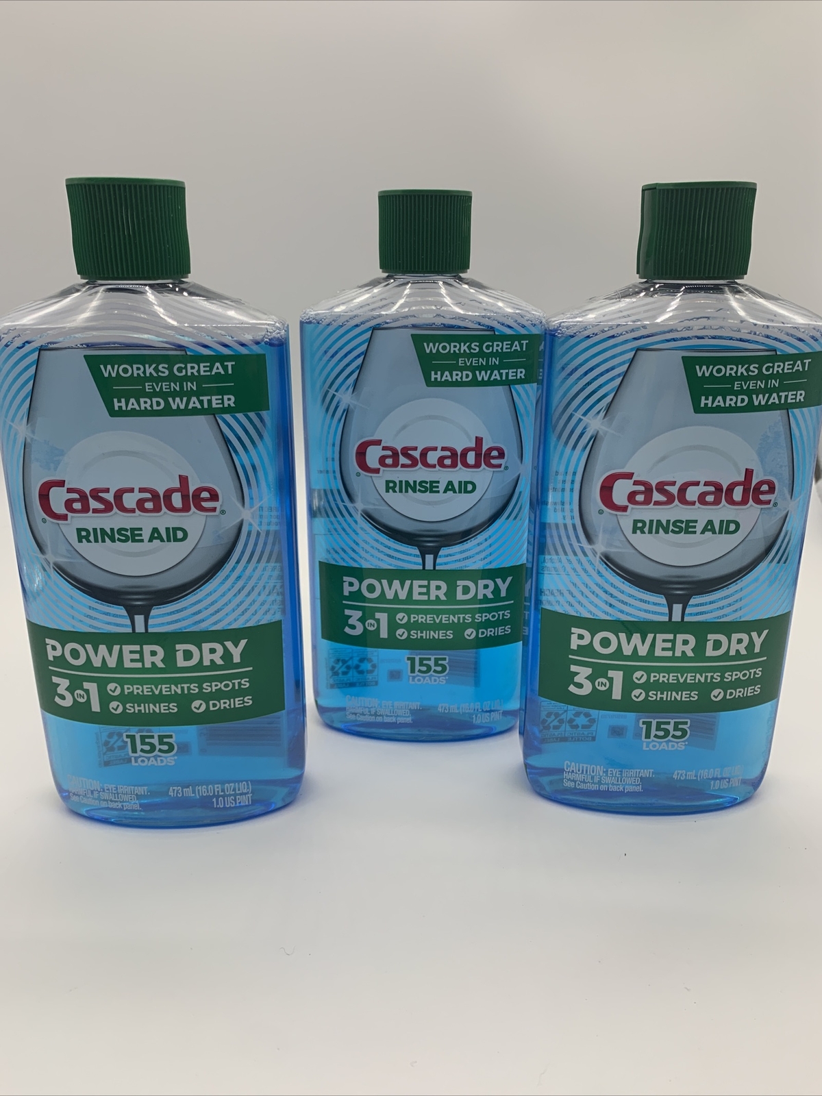3 Bottles Cascade Power Dry Dishwasher Rinse Aid, 16 Fluid Ounces (48 Oz Total)