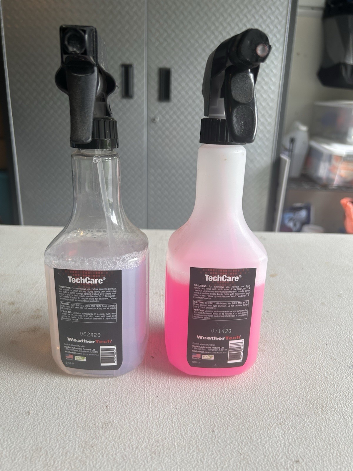 2-Pack WeatherTech TechCare Floor Mat Cleaner & Protector Kit 18oz Bottles Used