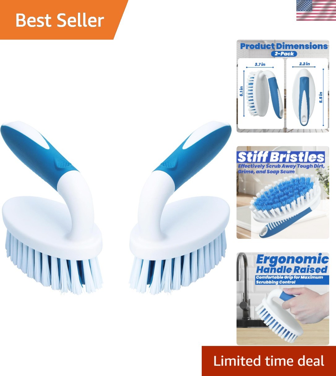 Efficient Stiff Bristle Scrubs – 2 Pack for Effective Dirt Removal and Hygiene