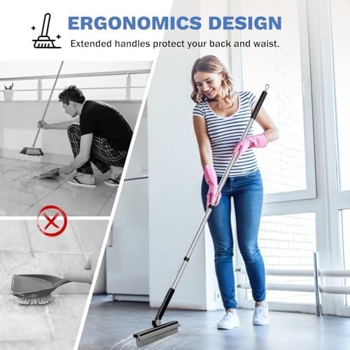 SetSail Grout Cleaner Brush with Long Handle, V-Shaped Floor Scrub Brush Swivel