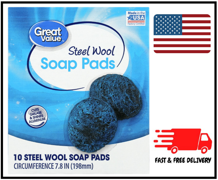 Great Value Steel Wool Soap Pads, 10 Count