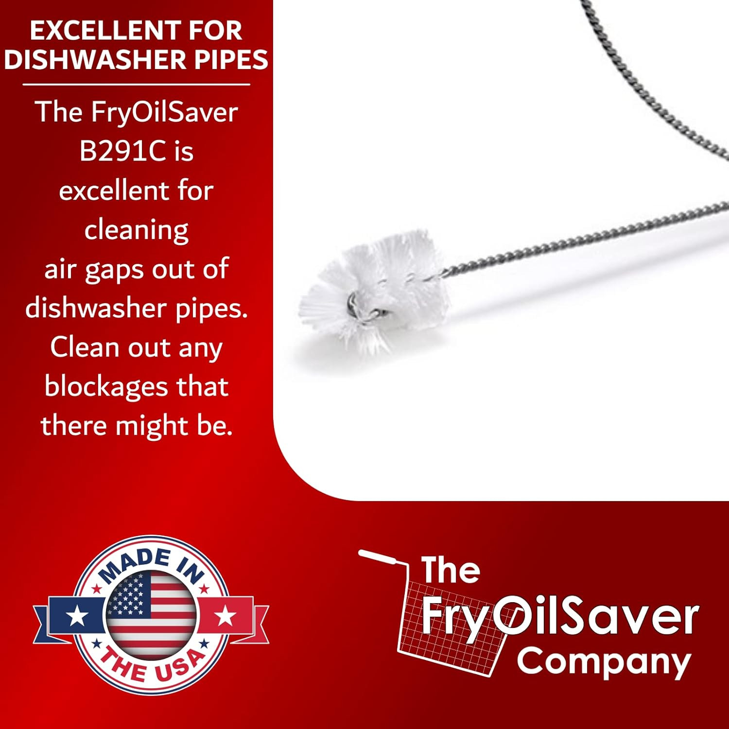 48″ Air-Gap Drain Brush – Flexible Dishwasher and Sink Cleaner Tool for Home and