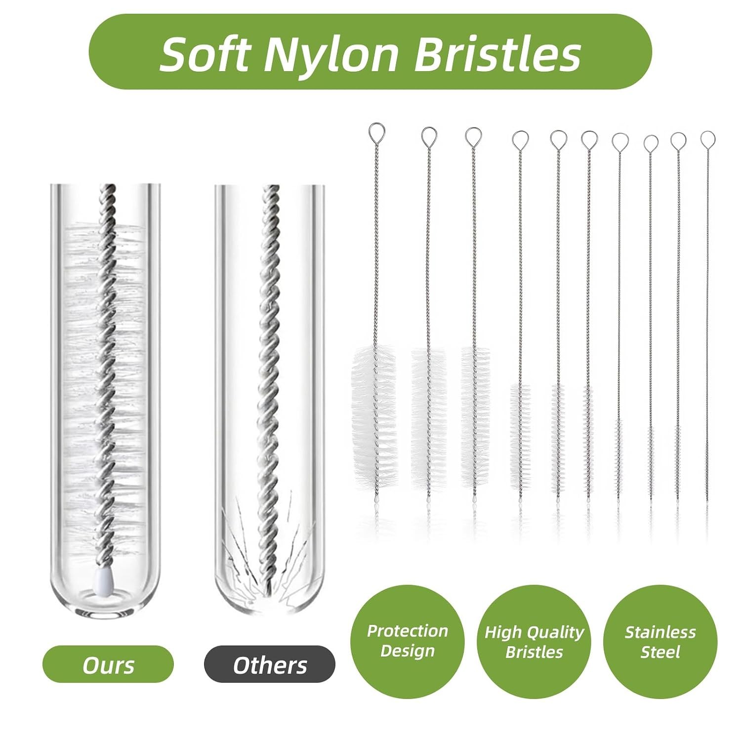 Extra Long Straw Cleaning Brush Set 10 Pcs 8.2 Inch Straw Cleaner Brushes