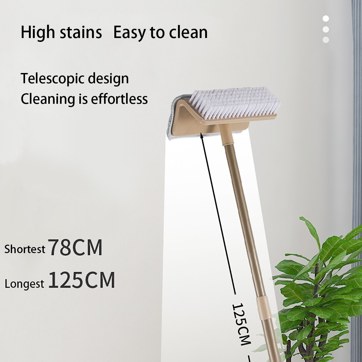 Long Handle 2 in 1 Floor Scrub Brush Shower Scrubber Cleaner Stiff Bristle