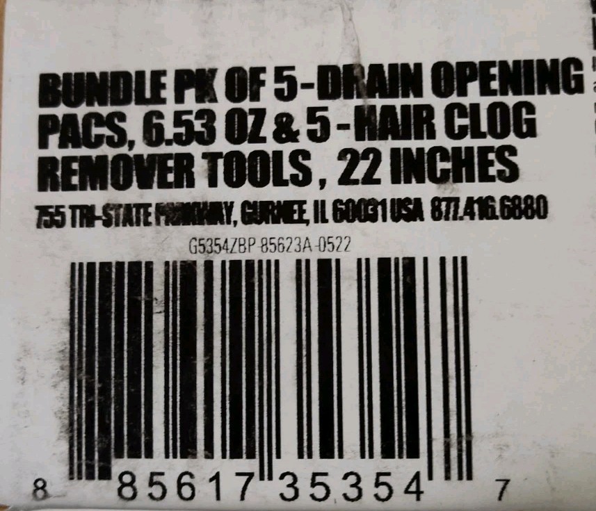 Green Gobbler GGDC5WS Drain Opening Powder – 5 Pack w Hair Clog Remover Tool NEW