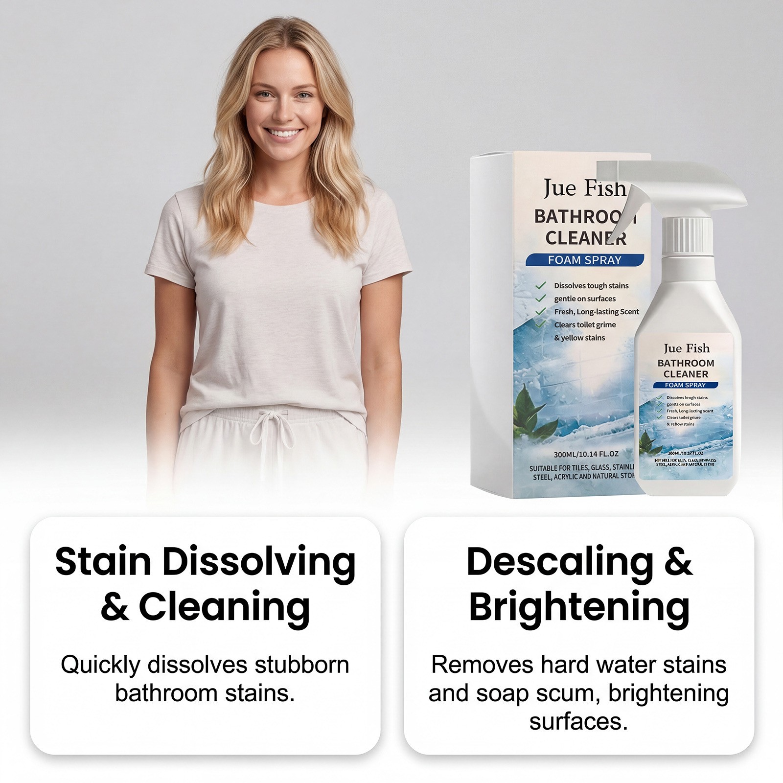 1~3x Multi Purpose Bathroom Cleaner Foam Spray, Powerful Scale Remover 300ml