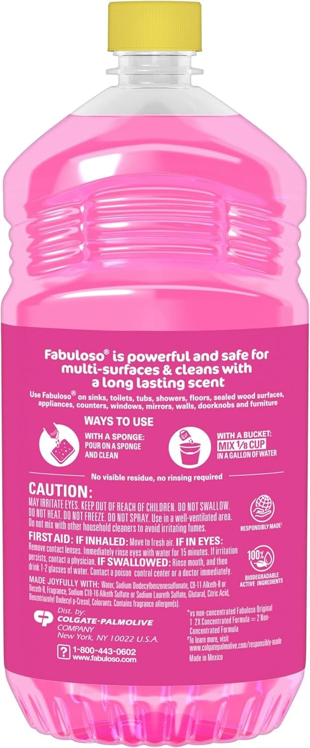 Fabuloso Multi-Purpose Cleaner, 2X Concentrated Formula, Watermelon Scent, 56 Oz