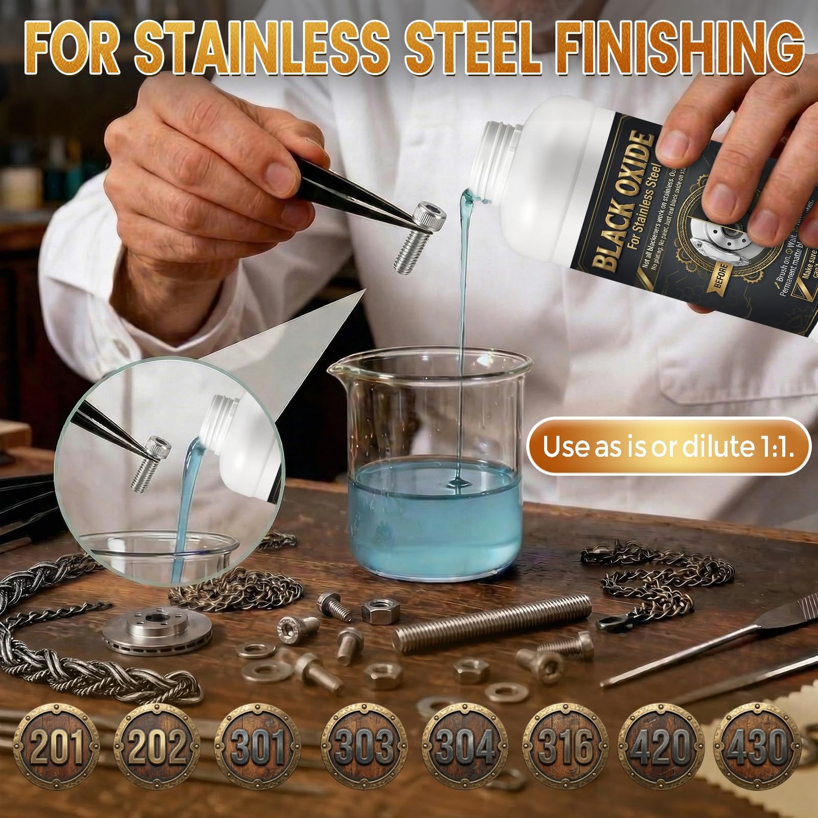 Stainless Steel Black Oxide Coating Kit Concentrated Blackening Solution for…
