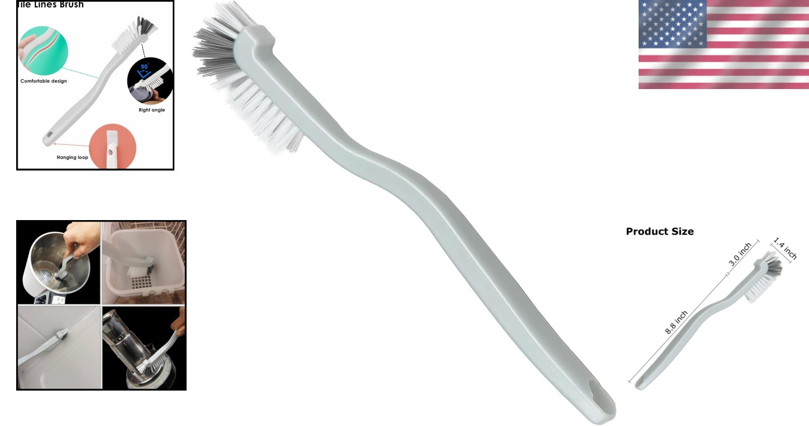 Right Angle Scrub Brush for Efficient Corner Cleaning – Comfortable Grip
