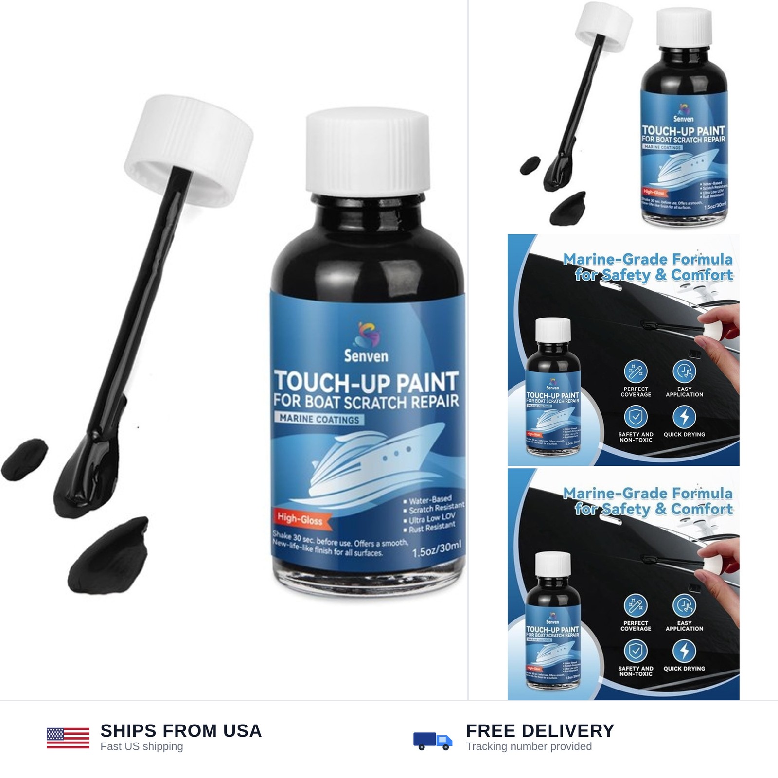 SENVEN Boat Paint Touch Up Pen High-Gloss Boat Scratch Repair Marine Topside …
