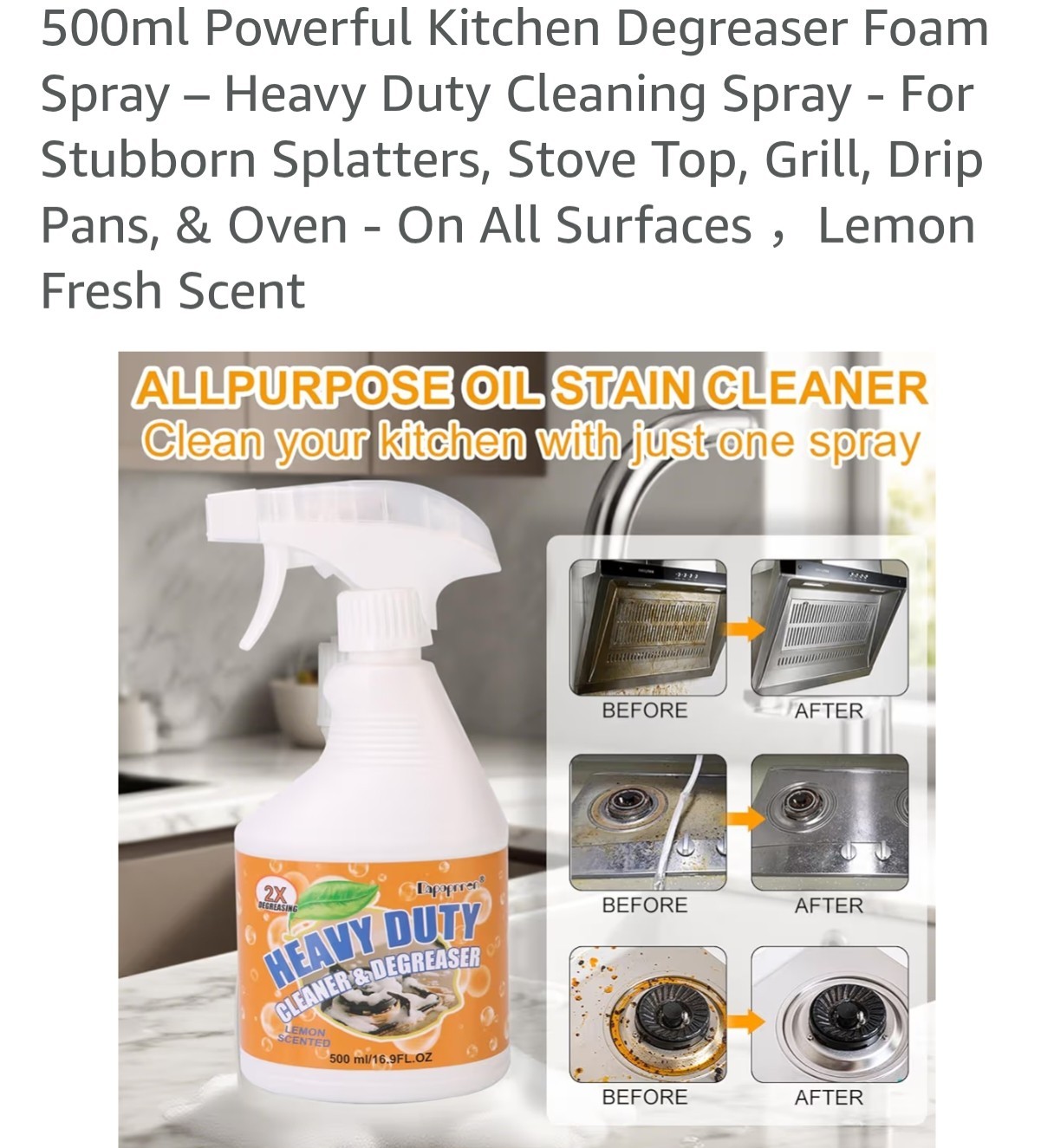 500ml Powerful Kitchen Degreaser Foam Spray – Heavy Duty Cleaning Spray B40