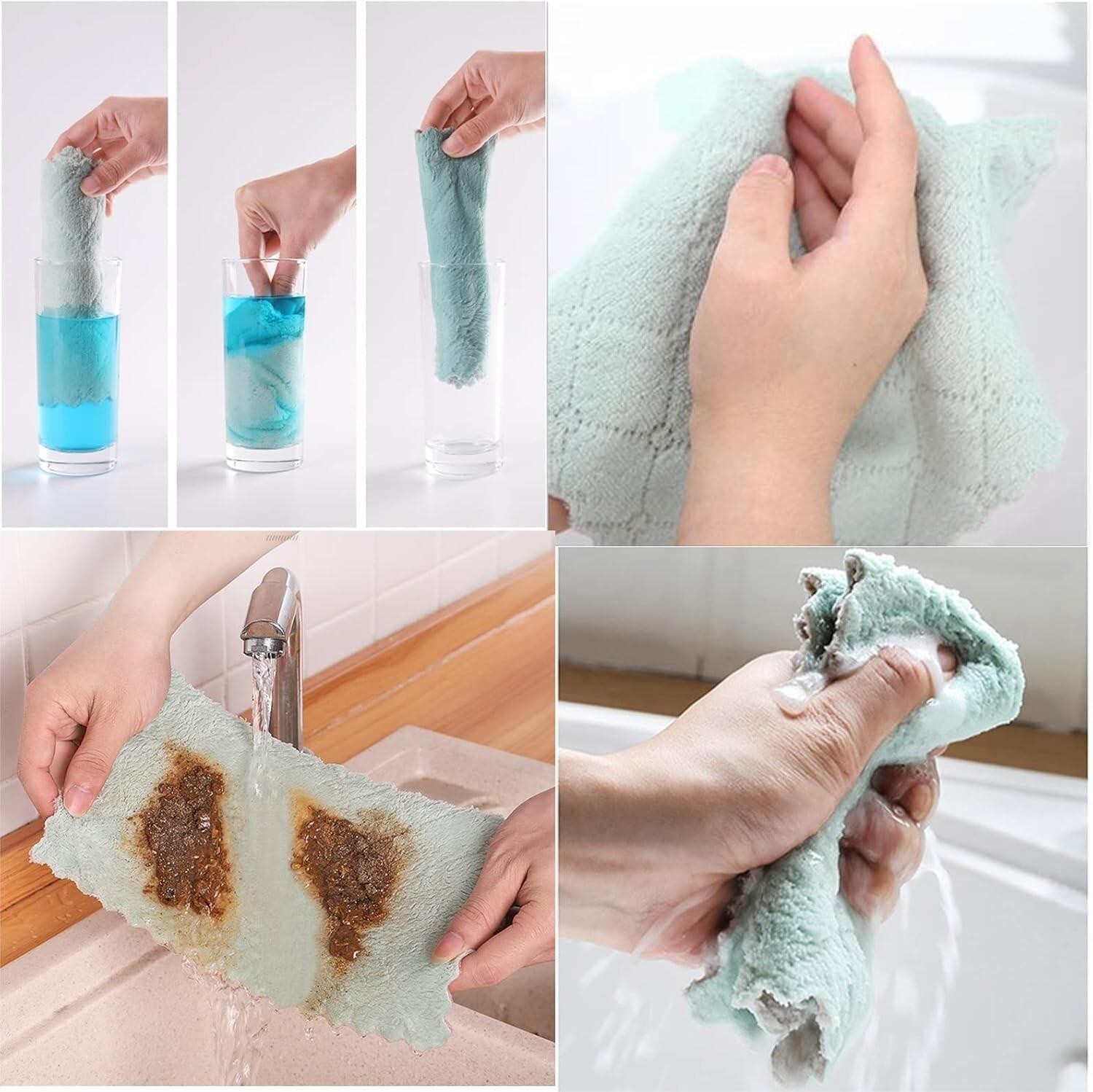 Super Absorbent Cleaning Cloths Microfiber Dishtowels Soft Cloth Rags, 10-Pack