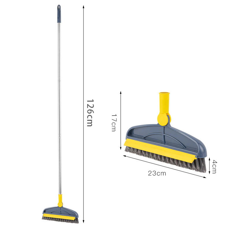 2 in 1 Broom Long Handle Cleaning Brush Removable Wiper Floor Tile Corner Gap Cl