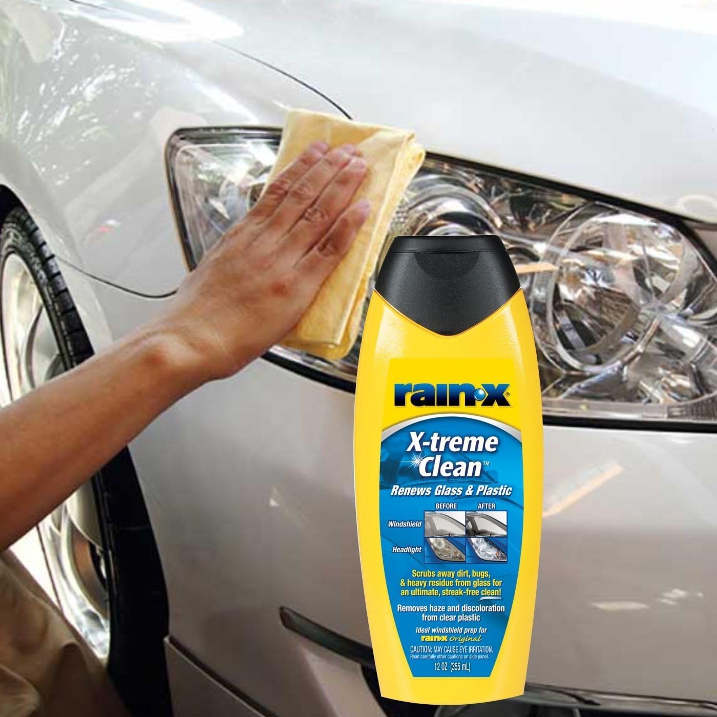 12oz Rain X X-Treme Clean Glass Cleaner – Unscented for Clear Driving Visibility