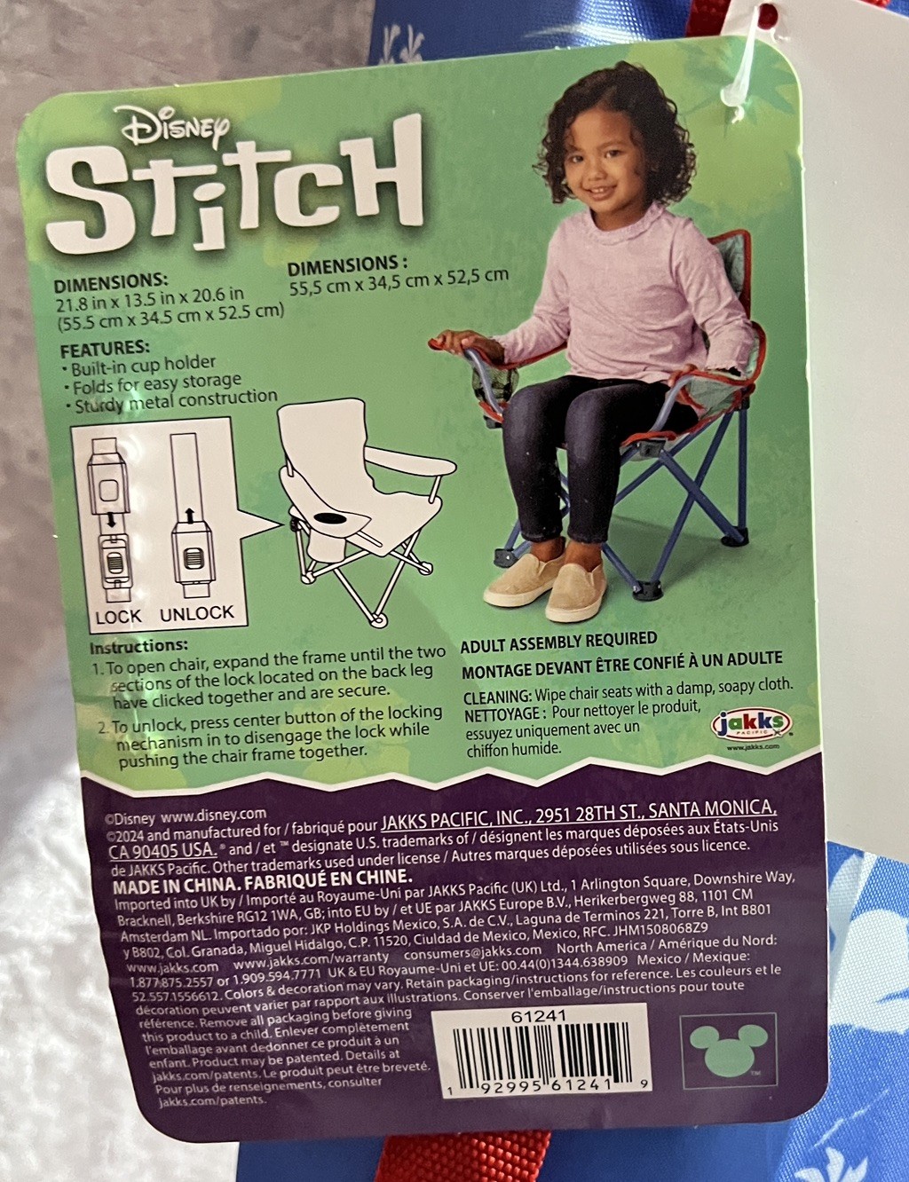 🆕 Children’s Chair Foldable Camp Chairs for Kids Stitch( original Packaging )