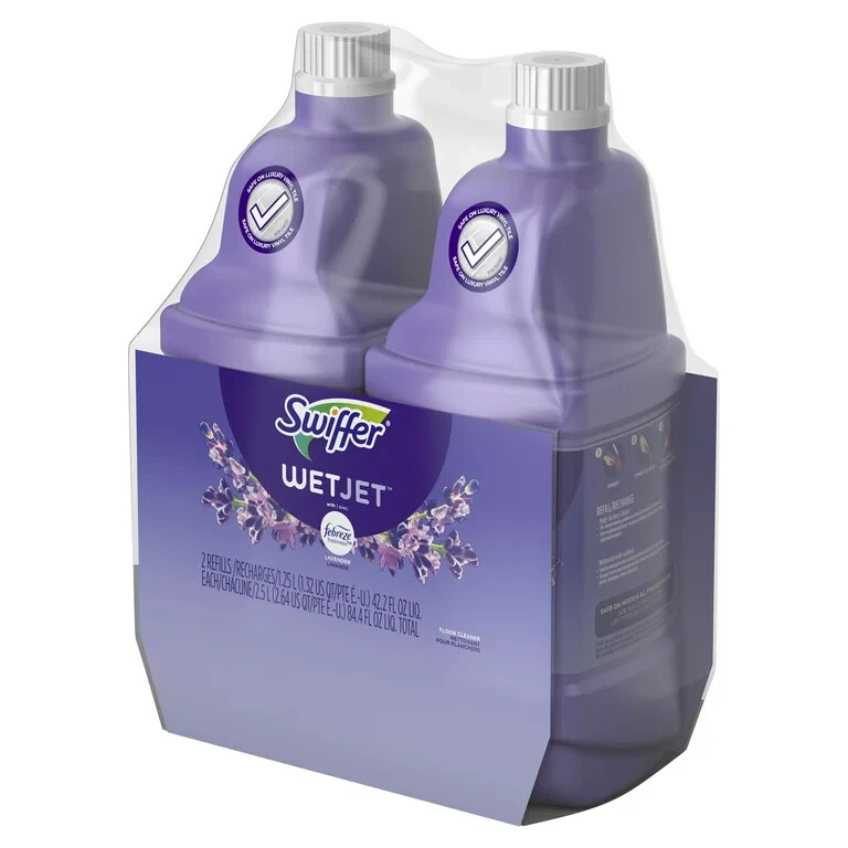 Swiffer WetJet Liquid Floor Cleaner,Lavender Vanilla&Comfort, 1.25 Liter 2pack