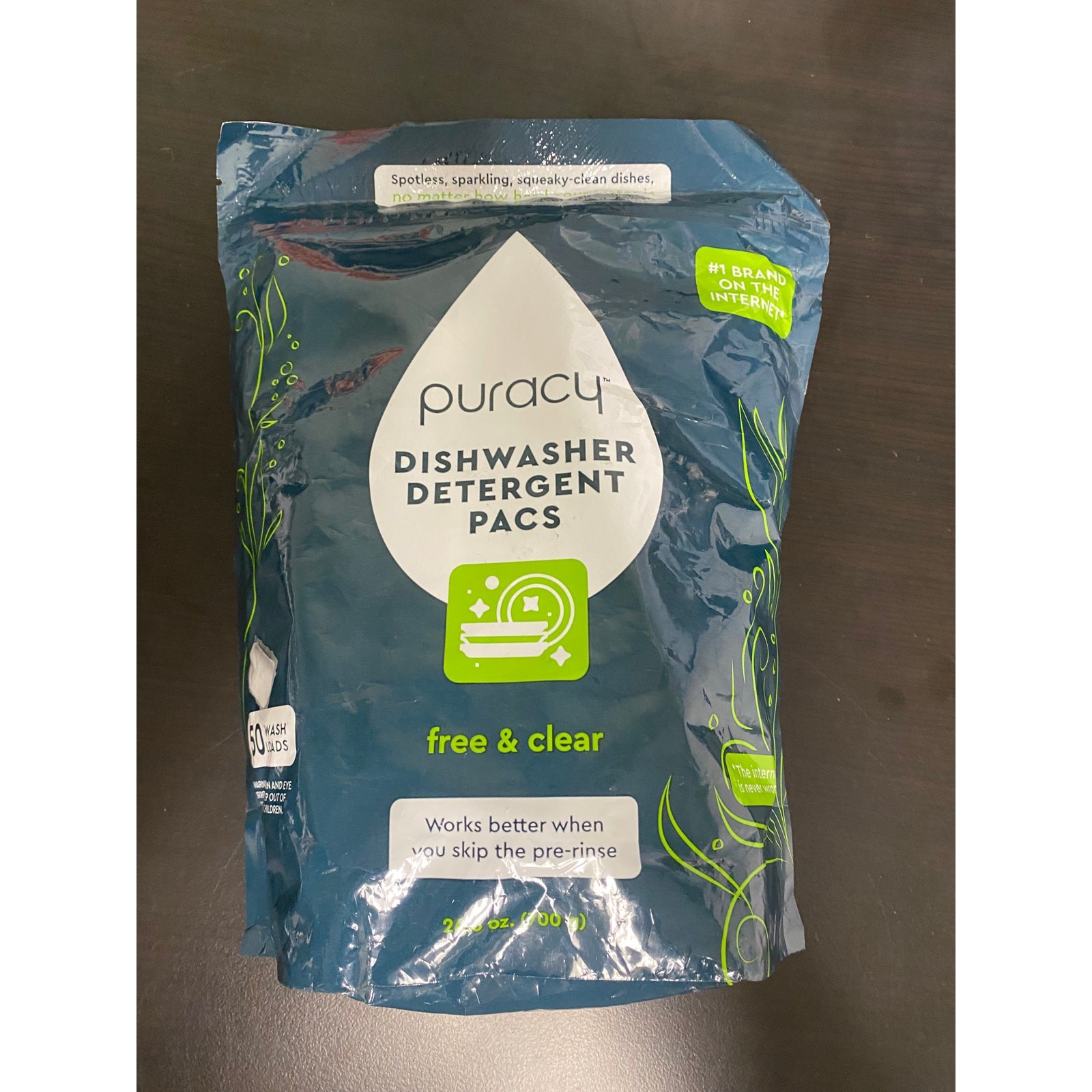 Puracy Dishwasher Pacs 50 Count,Natural Dishwasher Detergent, Free and Clear-NEW