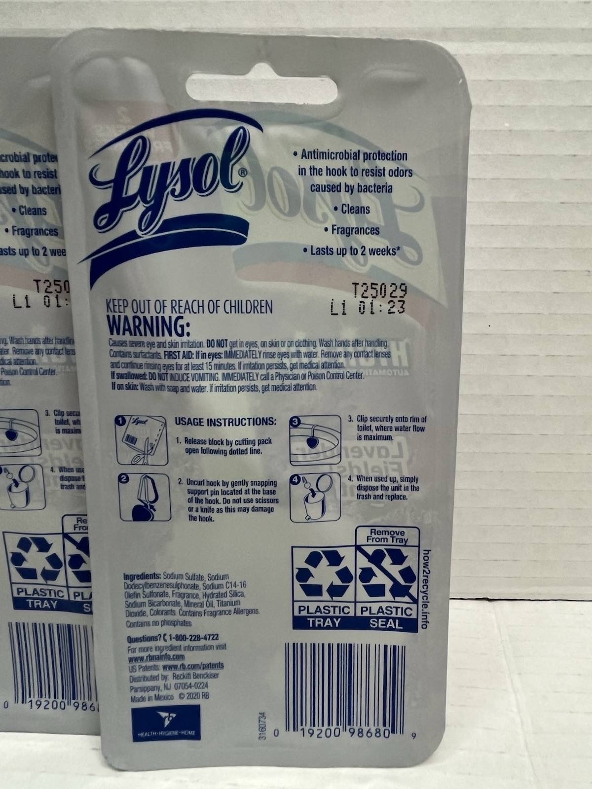 4 Pk Lysol Hygienic Lavender Field Scent Automatic Toilet Cleaner Purple Clip On