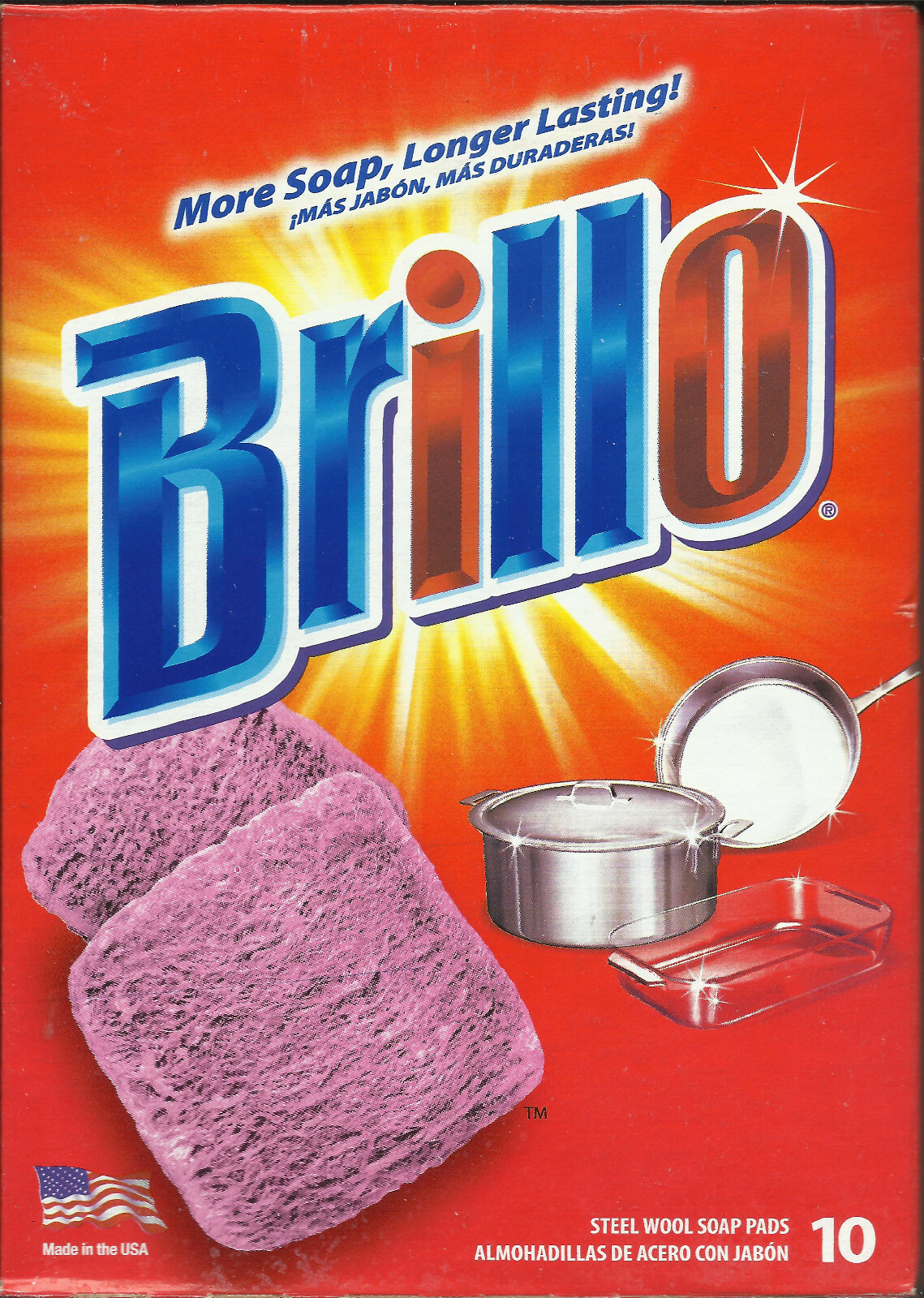 1 BOX of 10 Brillo Steel Wool Original Soap pad for pots pans cookware stainless