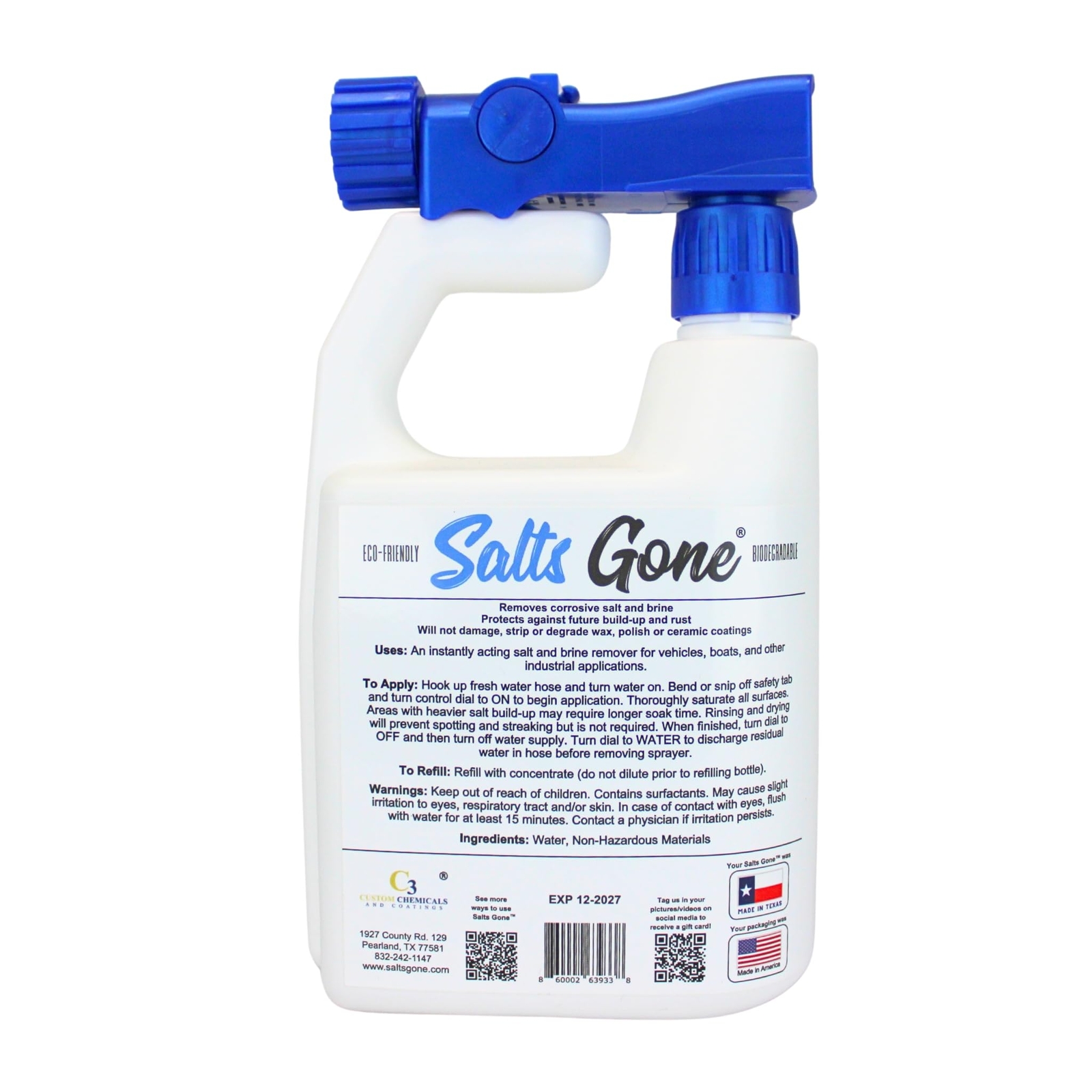 Salts Gone™ Organic 32oz Hose End Sprayer for Lawn Care and Plants