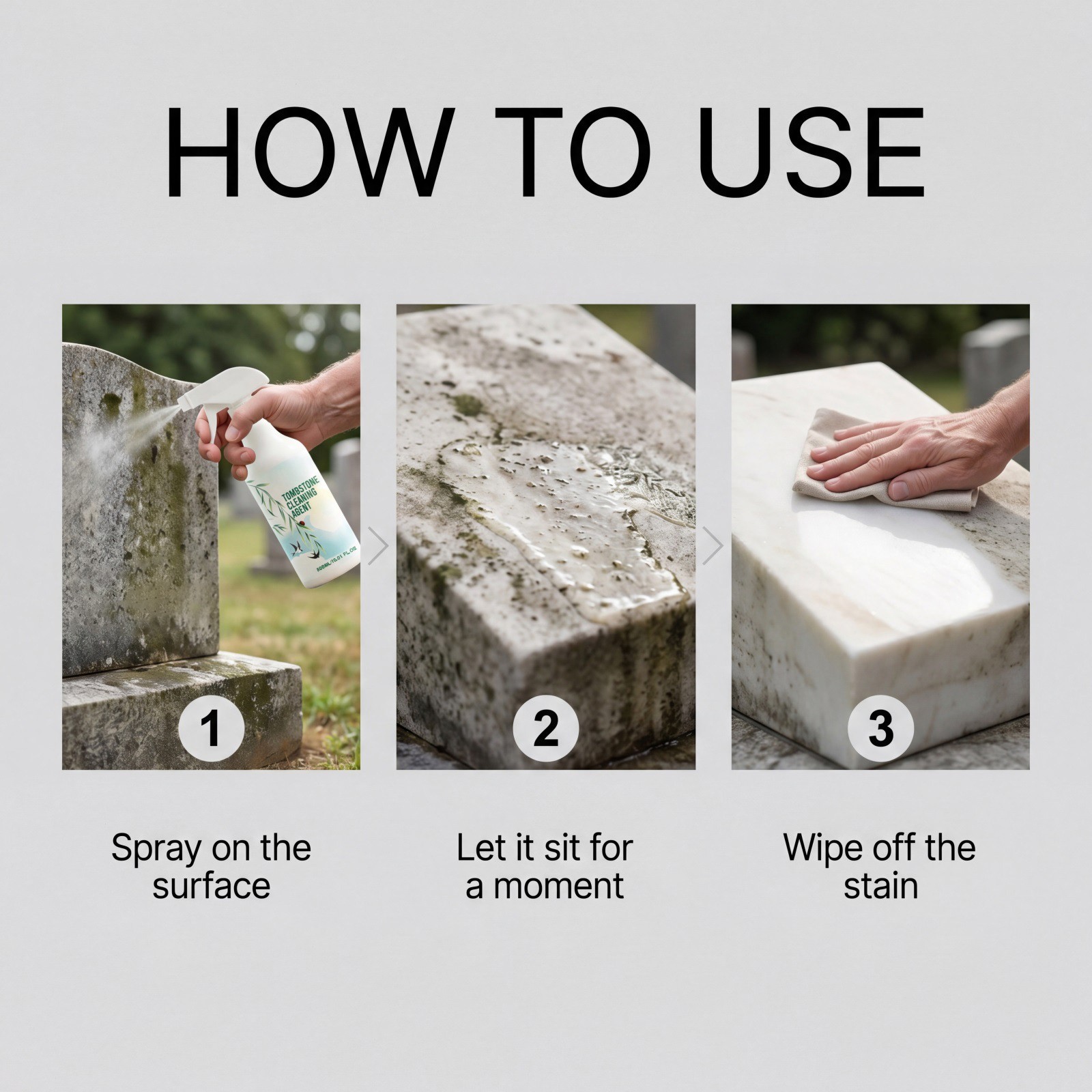 Tombstone & Monument Cleaning Spray,Headstone Cleaner For Graves 500ml