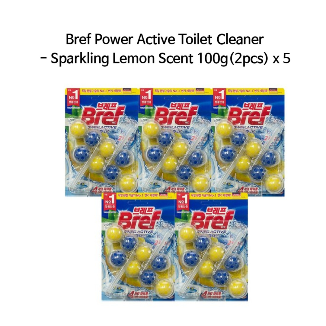 Henkel Bref Power Active Toilet Cleaner – Sparkling Lemon Scent 100g (2pcs) x 5
