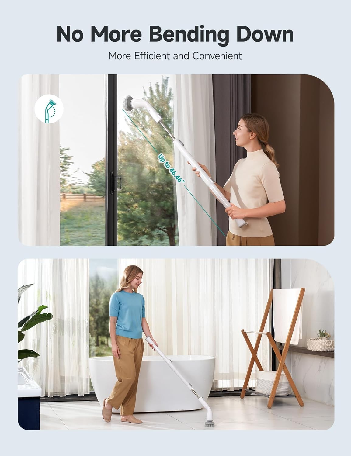 Electric Spin Scrubber HS1,IPX7 Waterproof Cleaning Brush Bathroom Floor White