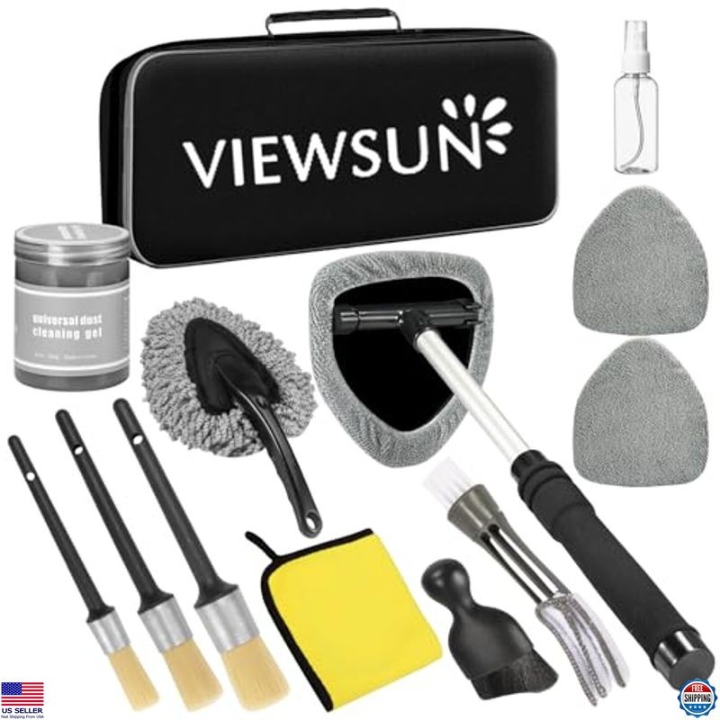 Windshield Cleaner Tool Kit, 13Pcs Car Detailing Brushes & Gel, Interior