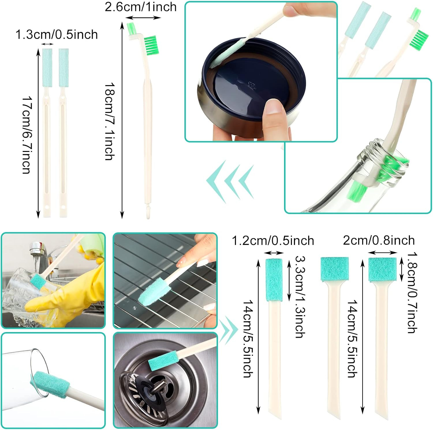 16 Pcs Small Household Cleaning Brushes – Deep Detail Crevice Cleaner
